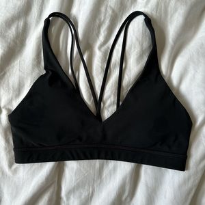 lululemon deep v black sports bra